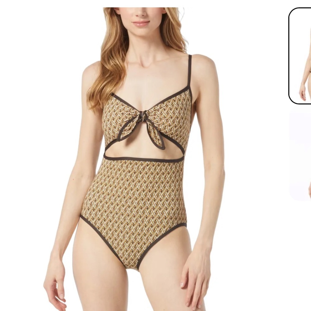 Michael Kors Women's Tie-Front Cutout One-Piece Swimsuit